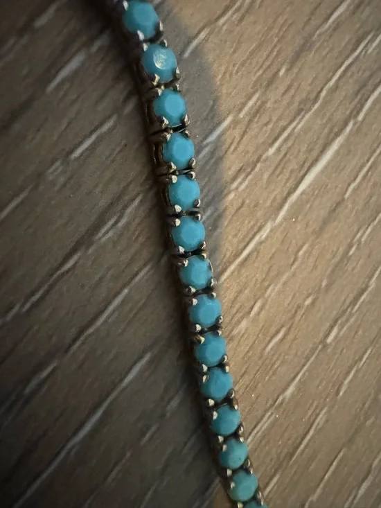 Joan Rivers vintage faux turquoise tennis bracelet in gold tone - Picture 1 of 7